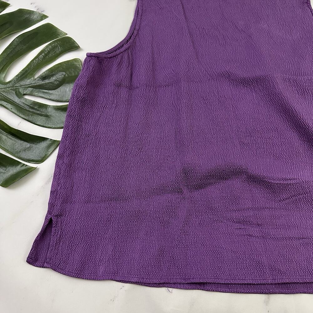 Citron Womens Shell Tank Top Size XL Purple Silk Blend Pebble Texture Scoop Neck - Picture 10 of 10